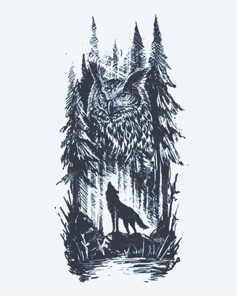 Forest Owl &amp; Wolf